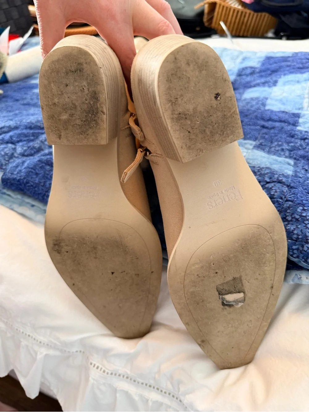 Women’s Knee-High Suede Boot in Beige
